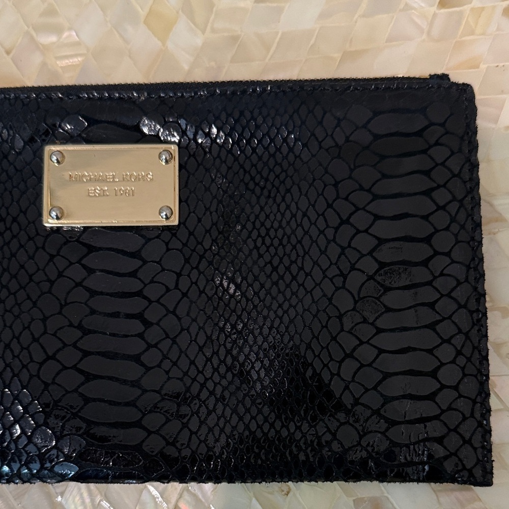 Michael Kors Black Snakeskin Wristlet - Picture 2 of 11